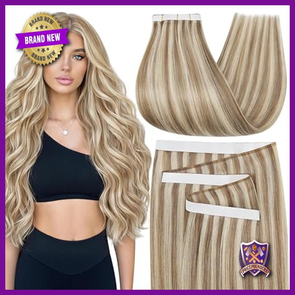 18 Inch Tape-In Human Hair Extensions, 65g, 2 Pieces, Reusable